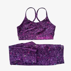 Reebok Girls Purple Sports Bra and Leggings Set 7/8